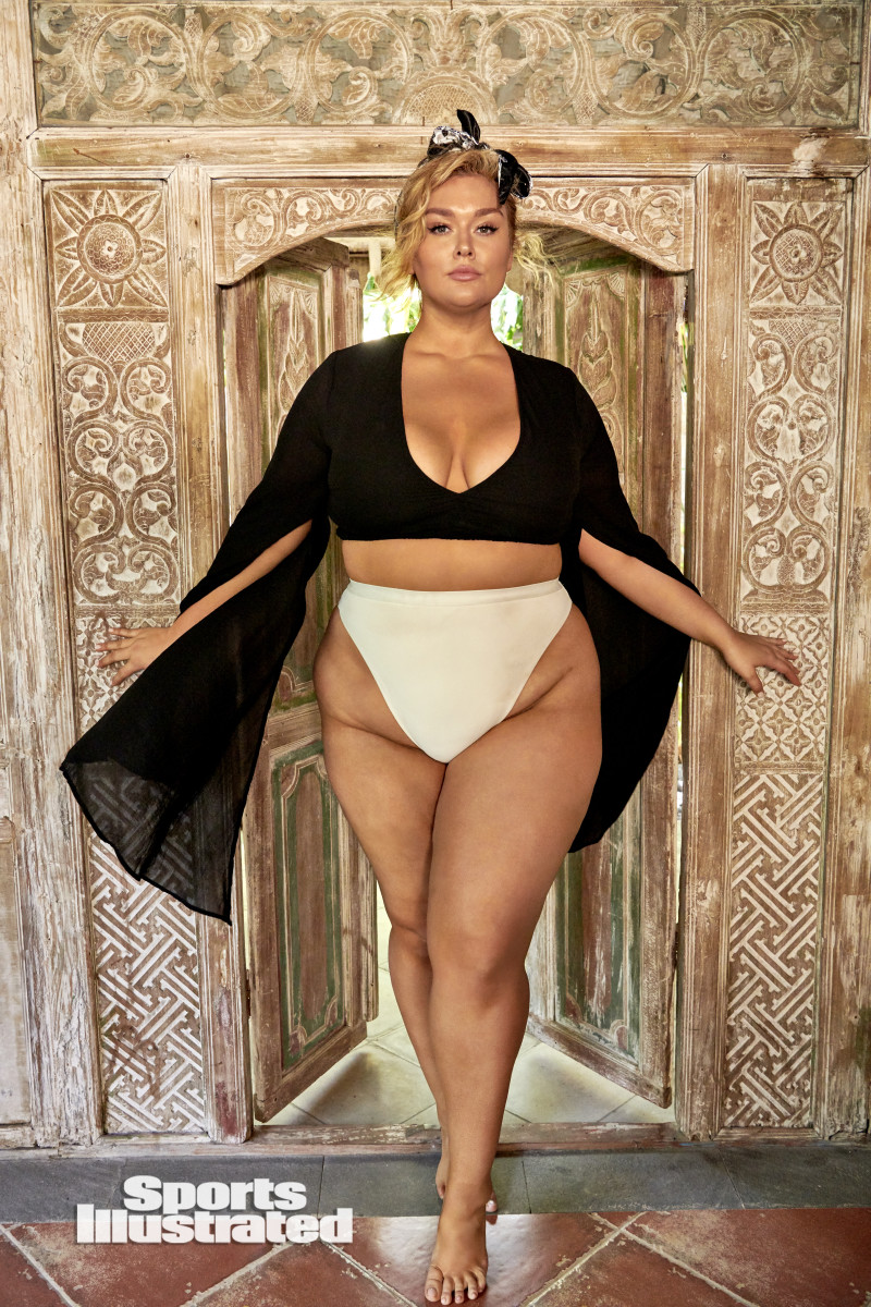 Hunter McGrady was photographed by Yu Tsai in Bali. Swimsuit by Fashion Nova. Top by LUVMEMORE.